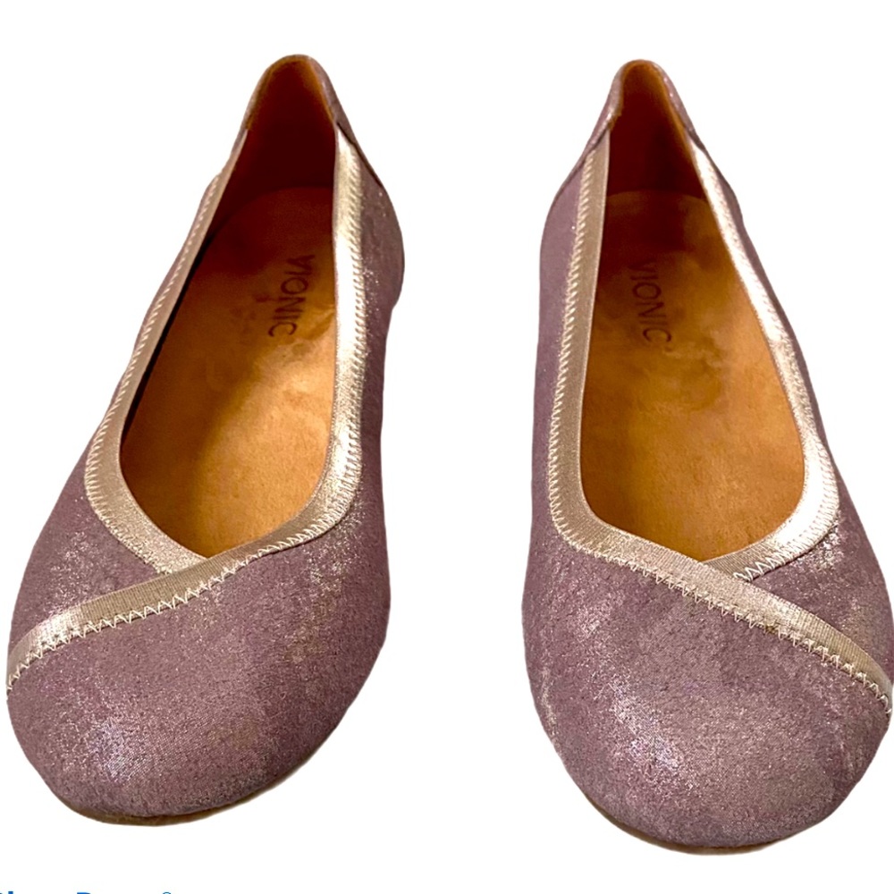 Vionic Carrol Suede Ballet Flats, Purple/grey/silver
